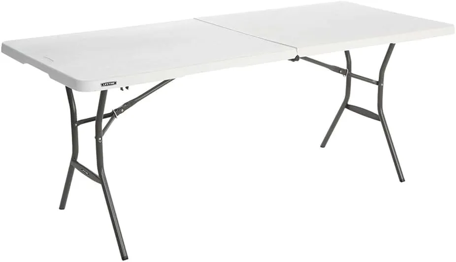 Lifetime 25011 Fold in Half Commercial Table, 6 Feet, White Granite