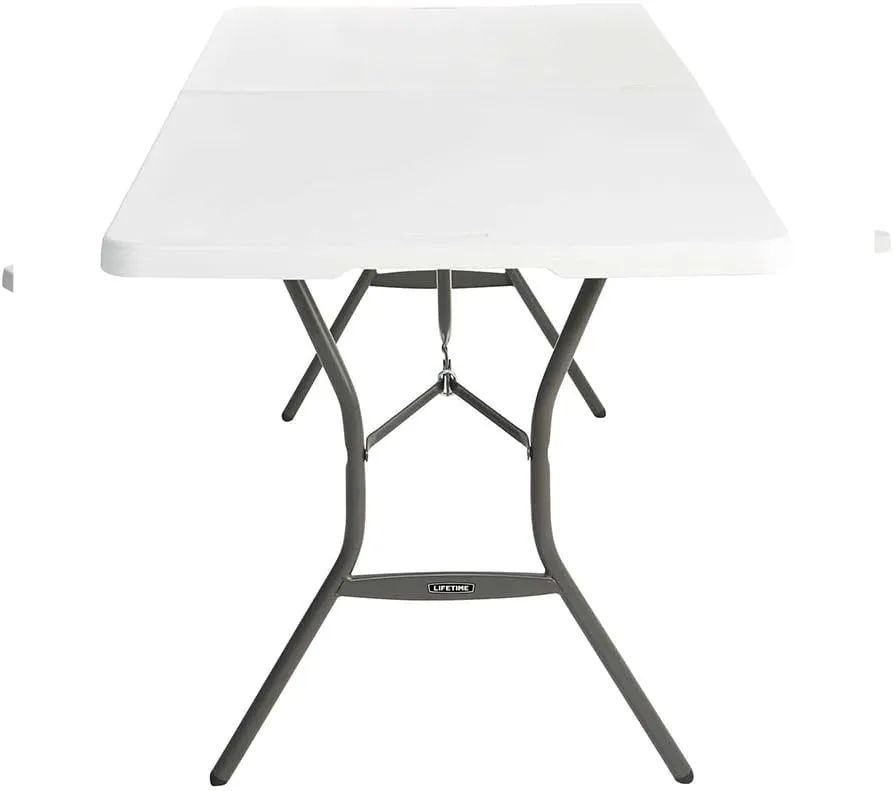 Lifetime 25011 Fold in Half Commercial Table, 6 Feet, White Granite