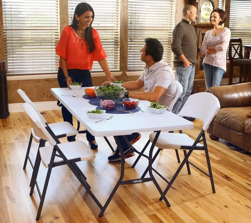 Lifetime 25011 Fold in Half Commercial Table, 6 Feet, White Granite