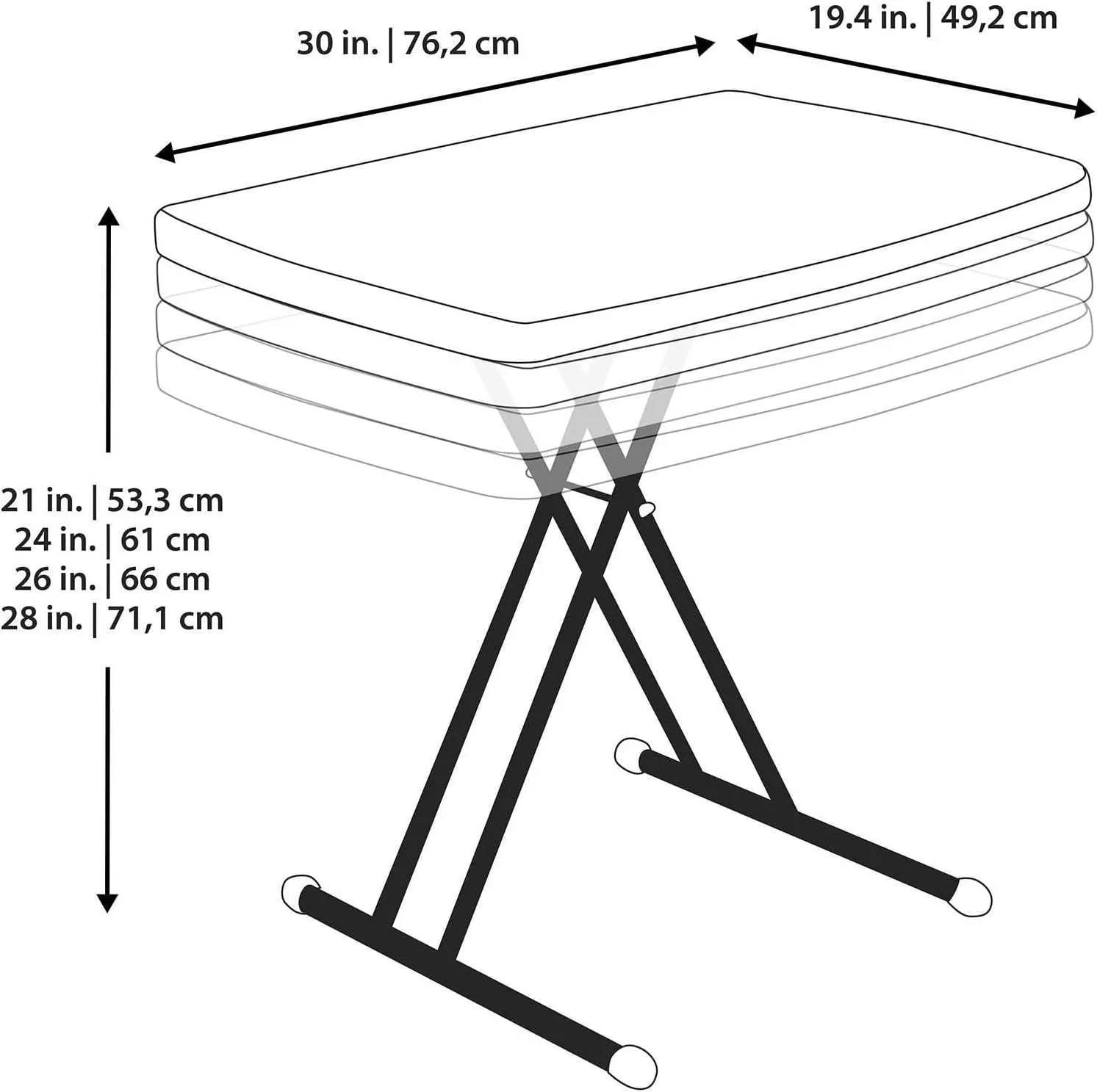 Lifetime 28240 Adjustable Folding Laptop Table TV Tray, 30 Inch Almond
