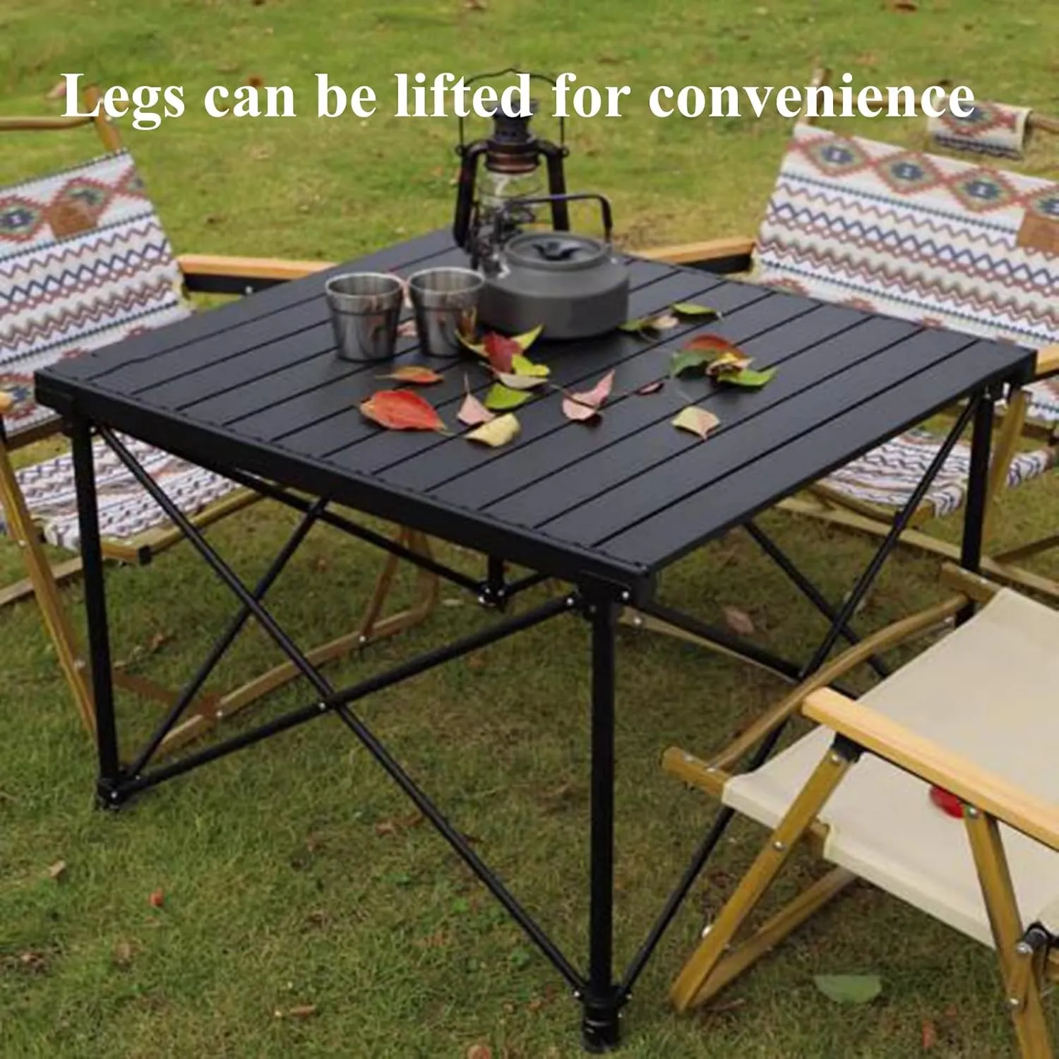 Liftable Camping Table Aluminum Alloy Picnic Table Ultralight Folding Camping Table Roll Up Table Top Multi-Purpose for Camp