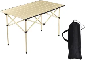 Lightweight Aluminum Folding Camping Table, 4-6 Person Portable Roll-up Beach Table with Carry Bag for Outdoor Picnic BBQ Backyard Party, Support 110lbs