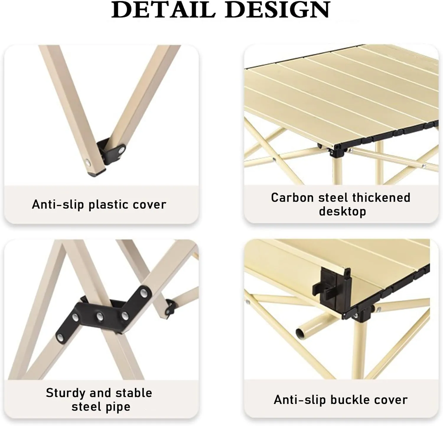 Lightweight Aluminum Folding Camping Table, 4-6 Person Portable Roll-up Beach Table with Carry Bag for Outdoor Picnic BBQ Backyard Party, Support 110lbs
