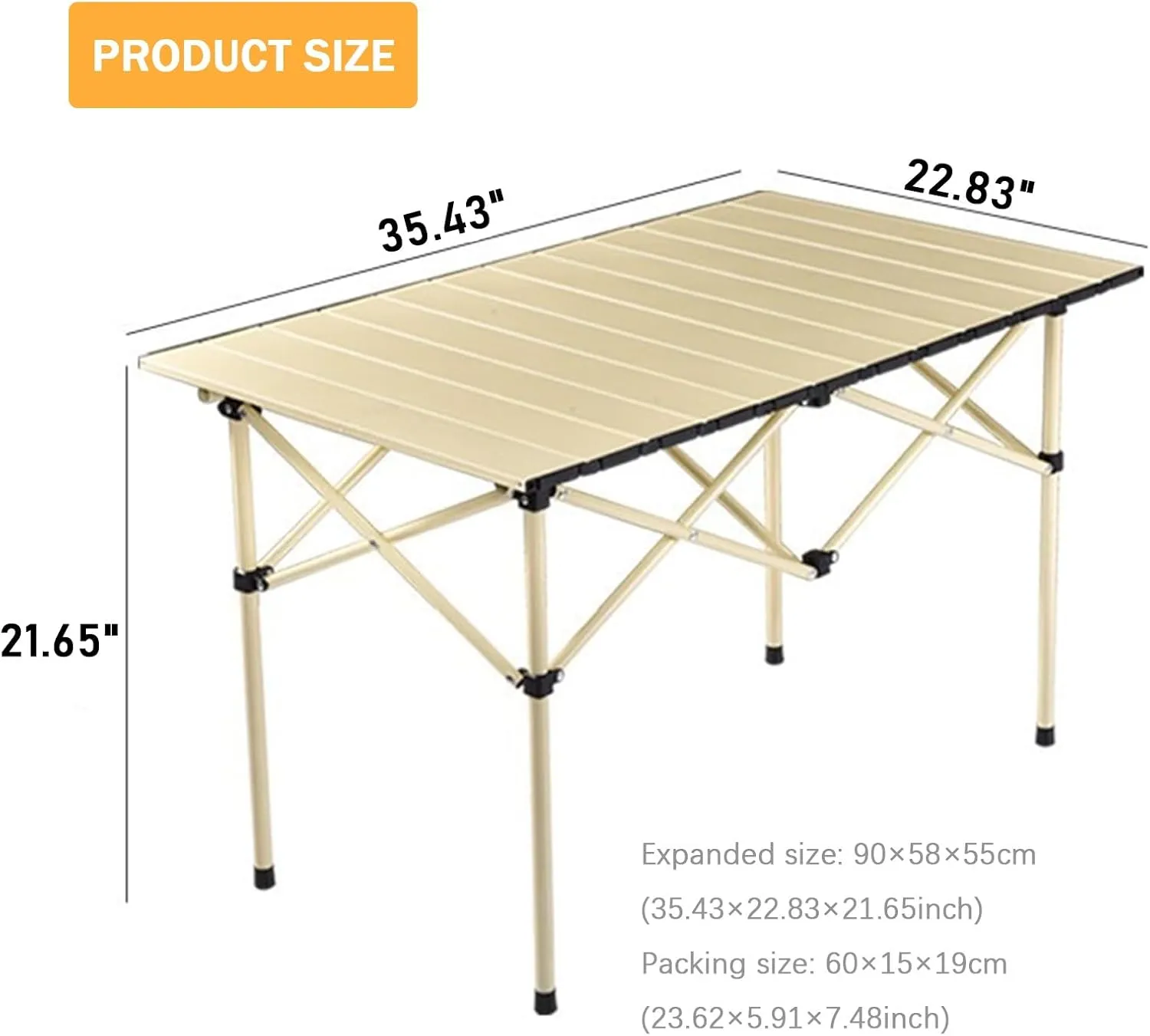 Lightweight Aluminum Folding Camping Table, 4-6 Person Portable Roll-up Beach Table with Carry Bag for Outdoor Picnic BBQ Backyard Party, Support 110lbs