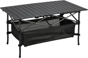 Lightweight Aluminum Folding Camping Table, Roll Up Table with Easy Carrying Bag, Foldable Beach Tables for Indoor, Outdoor, Camping, Backyard, BBQ, Party, Patio, Black