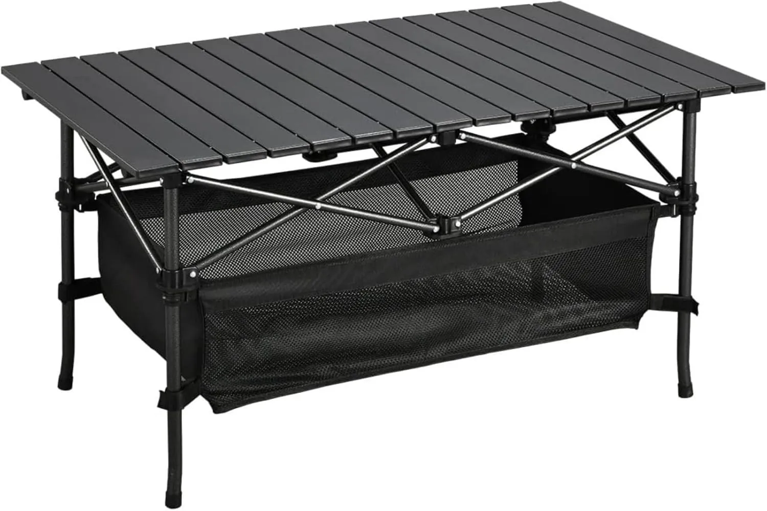 Lightweight Aluminum Folding Camping Table, Roll Up Table with Easy Carrying Bag, Foldable Beach Tables for Indoor, Outdoor, Camping, Backyard, BBQ, Party, Patio, Black
