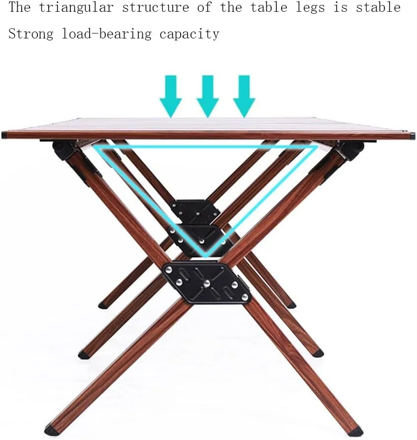 Lightweight Aluminum Roll Up Table Easy to Clean Portable Folding Table Outdoor Travel Backyards Camping Table