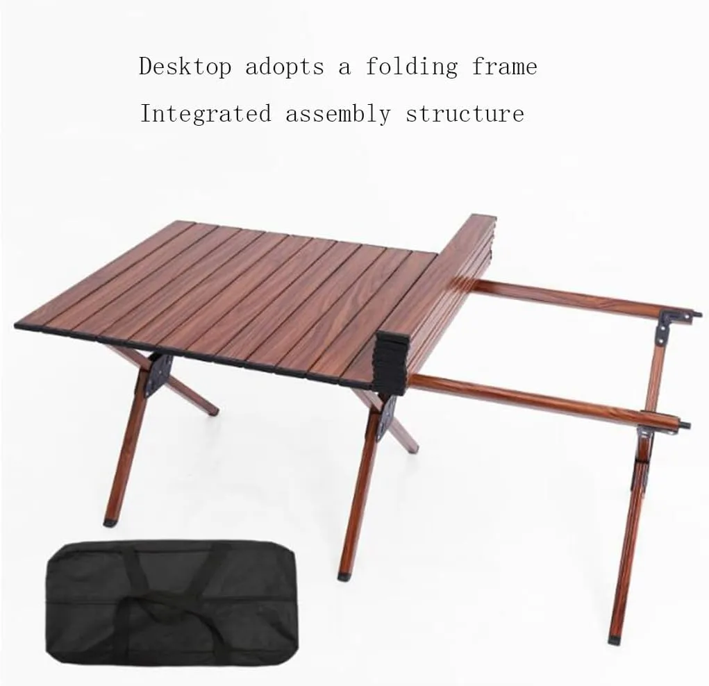 Lightweight Aluminum Roll Up Table Easy to Clean Portable Folding Table Outdoor Travel Backyards Camping Table