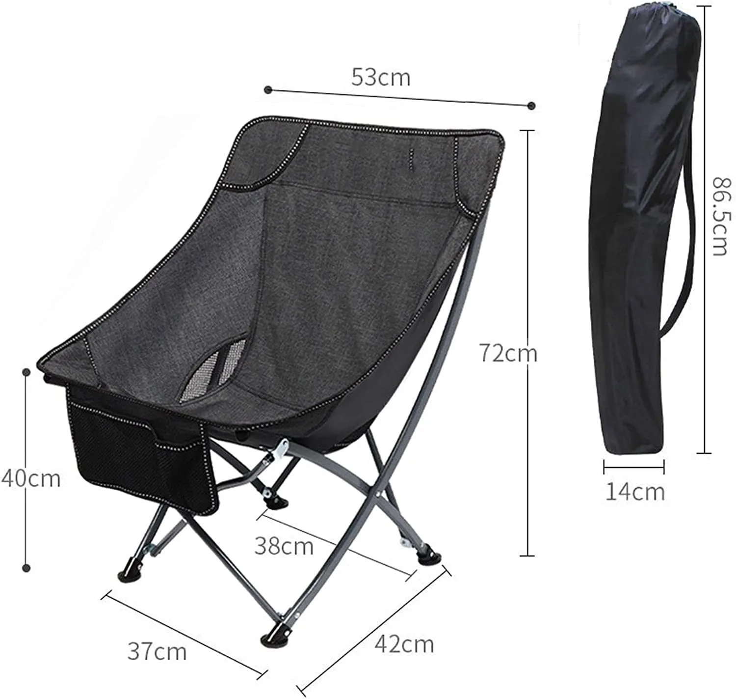 Lightweight Camping Chair Portable Folding Chair with Mesh Side Pocket Backrest Stool Camping Backpacking Chair for Fishing Beach Travel Picnic Outdoor Hiking (Color : G)