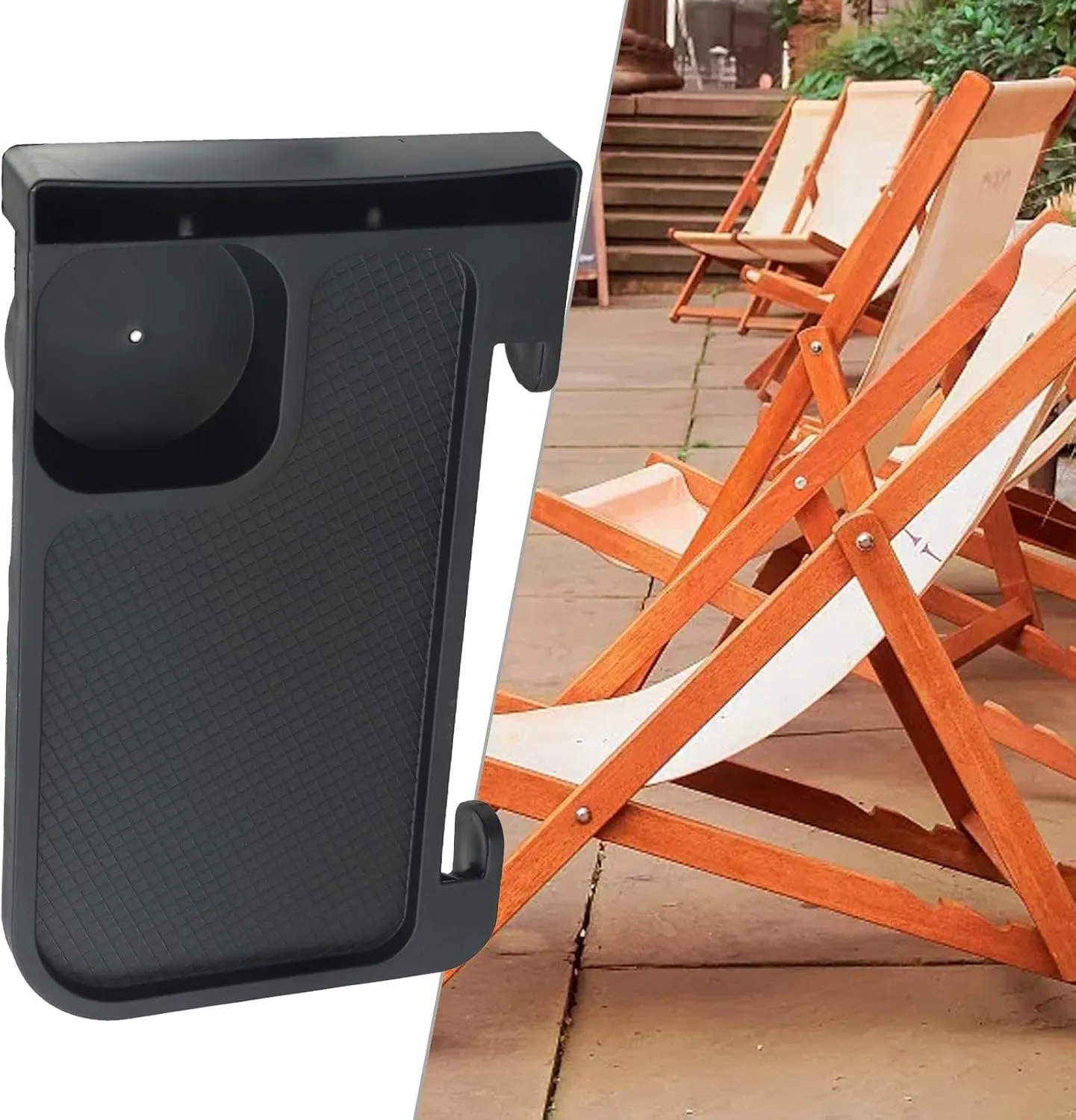 Lightweight Clip On Tray for Chairs, Keep Your Belongings Within Reach (Black)