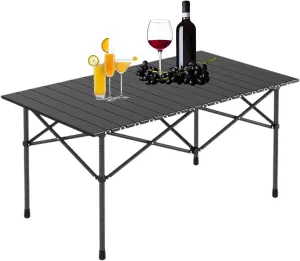 Lightweight Folding Camping Table, Portable Aluminum Table with Carry Bag, Perfect for Camping, Backpacking, Beach, and Outdoor Parties Black 95×55×50cm/37×21×19.7in