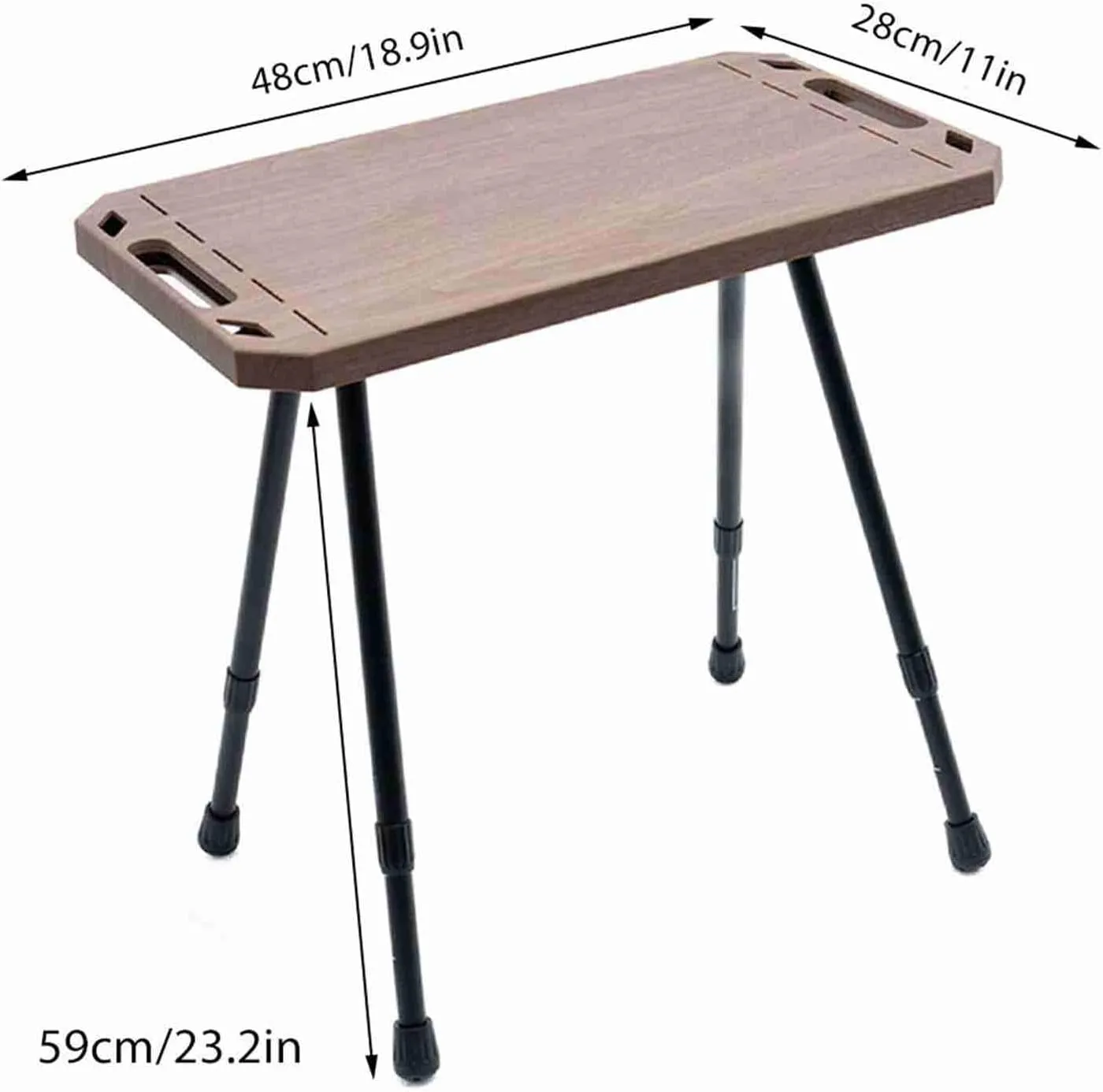 Lightweight Folding Table, Aluminum Alloy Compact Picnic Desk with Adjustable Height for Camping and Outdoor Activities, Foldable and Easy to Carry (Wood Grain Color)