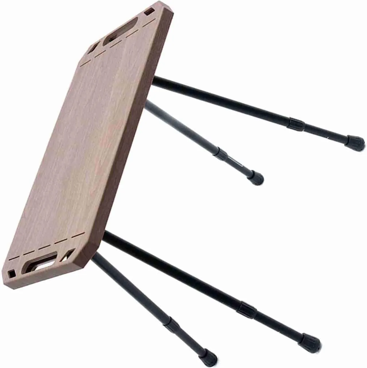 Lightweight Folding Table, Aluminum Alloy Compact Picnic Desk with Adjustable Height for Camping and Outdoor Activities, Foldable and Easy to Carry (Wood Grain Color)
