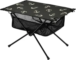 linqin Folding Outdoor Table Anchors Pattern Collapse Traveling Table with Carry Bag for Outdoor Beach Grill BBQ Travel