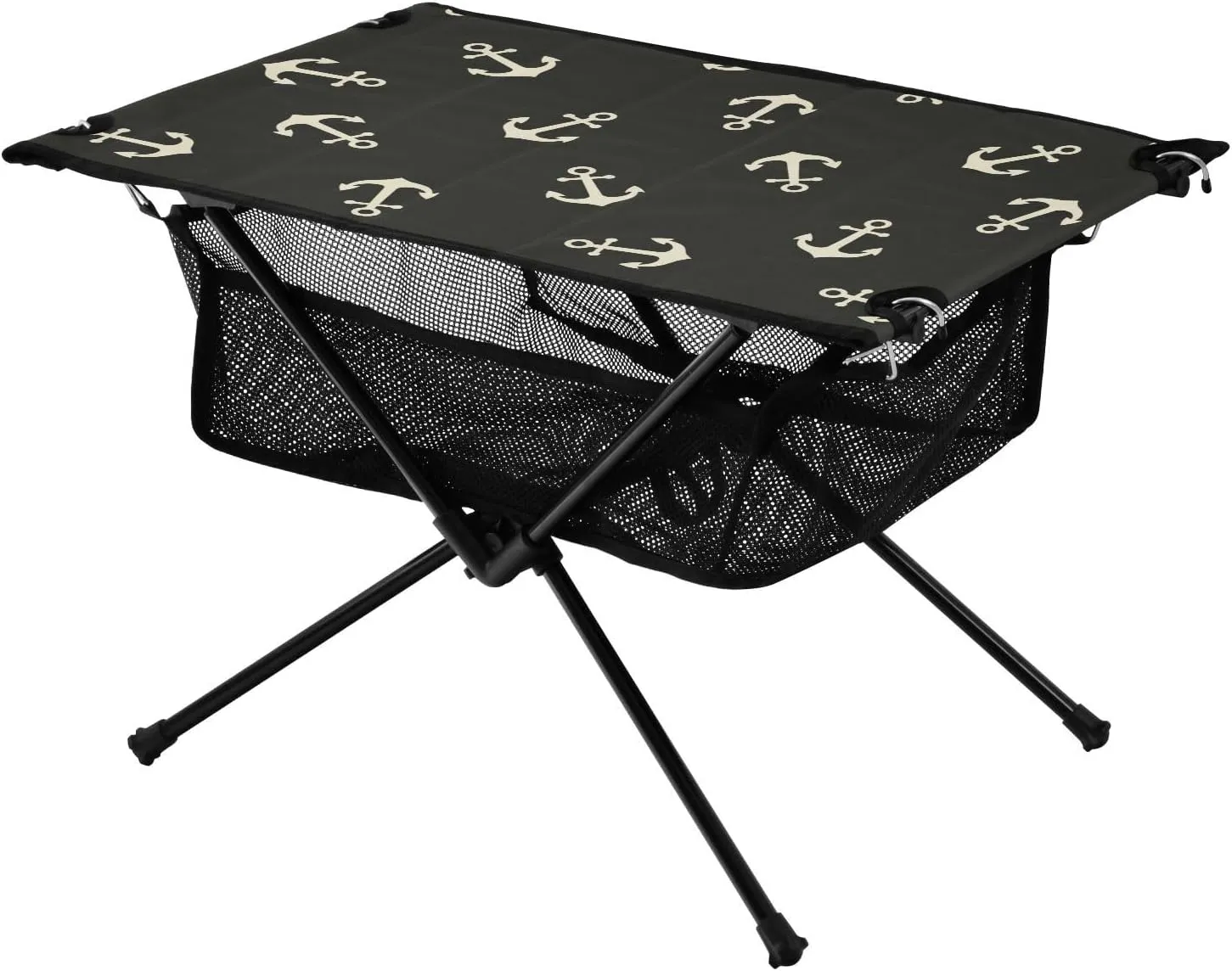 linqin Folding Outdoor Table Anchors Pattern Collapse Traveling Table with Carry Bag for Outdoor Beach Grill BBQ Travel