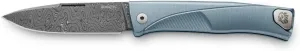 Lion Steel Thrill Slip-Joint TL D BL Knife Stainless Damascus and Blue Titanium Pocket Knives
