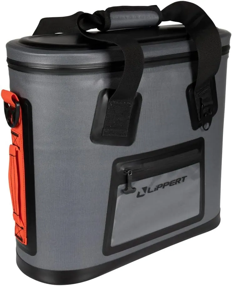 Lippert Adventure Pro 30-Can Soft Insulated Cooler Tote Bag, Up to 20 lbs. of Ice, 22-1/2 Quarts of Water, 8-1/4" x 20" x 17-1/2" Wide Mouth Opening, Padded Handle & Shoulder Strap - 2021099913