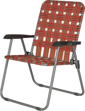 Lippert Orange Vintage XL Webbed Folding Outdoor Lawn Chair with Nylon Material, Steel Tube Frame Construction, Anti-Slip Feet for the Yard, Beach, Concerts, Sporting Events, Camping - 2022301773