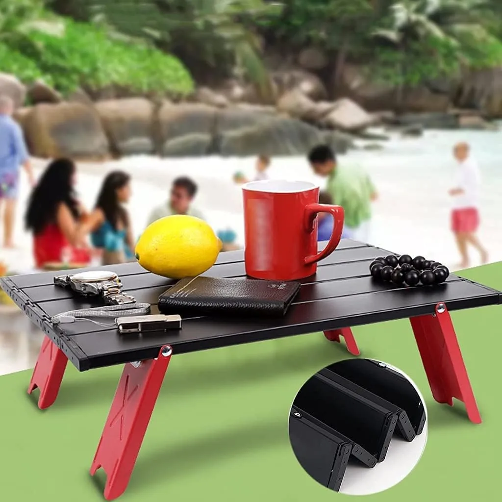 LJYT Portable Folding Picnic Camping Table,Personal Beach Table for Sand,Roll up Top Carry Bag for Hiking, Beach