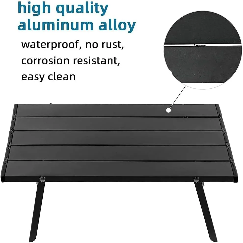 LJYT Portable Folding Picnic Camping Table,Personal Beach Table for Sand,Roll up Top Carry Bag for Hiking, Beach