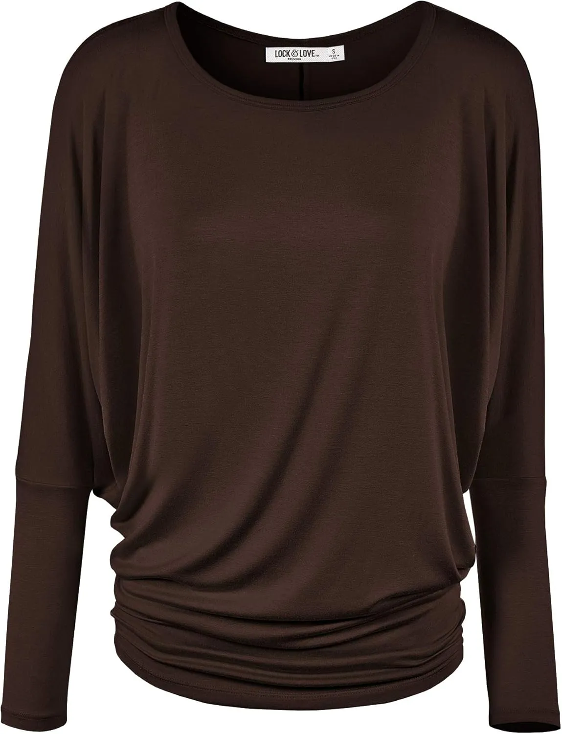 Lock and Love Women's Casual Flowy Draped Long Sleeve Batwing Dolman Top – Soft & Comfortable Loose Fit Pullover