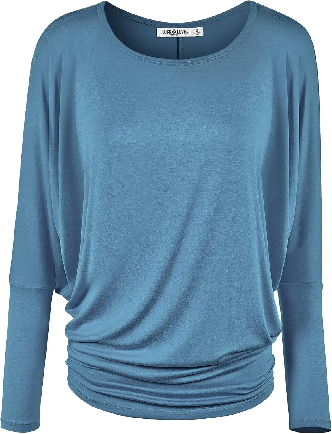 Lock and Love Women's Casual Flowy Draped Long Sleeve Batwing Dolman Top – Soft & Comfortable Loose Fit Pullover