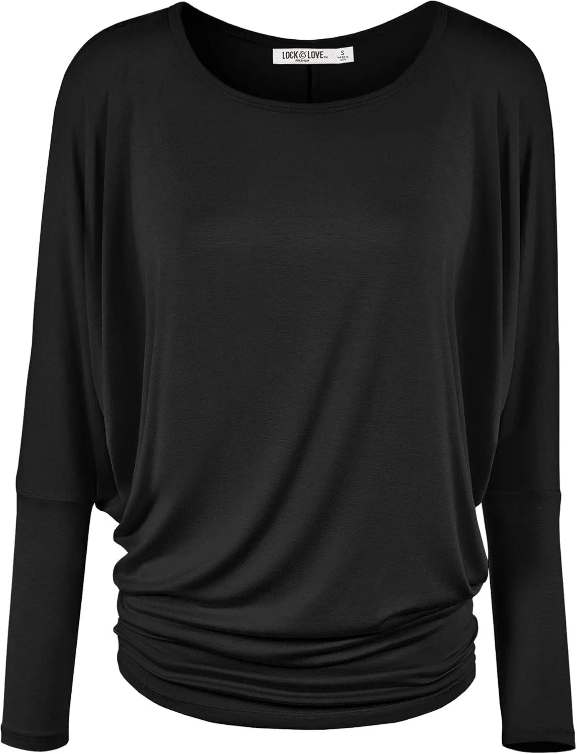 Lock and Love Women's Casual Flowy Draped Long Sleeve Batwing Dolman Top – Soft & Comfortable Loose Fit Pullover