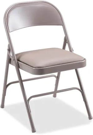 Lorell Steel Beige Padded Seat Folding Chairs (Pack of 4)