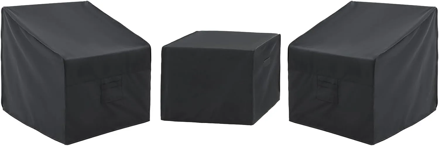 loriano Patio Furniture Covers Set, 3 Piece Outdoor Furniture Cover Waterproof, 500D Heavy Duty Lawn Furniture Covers Set Black