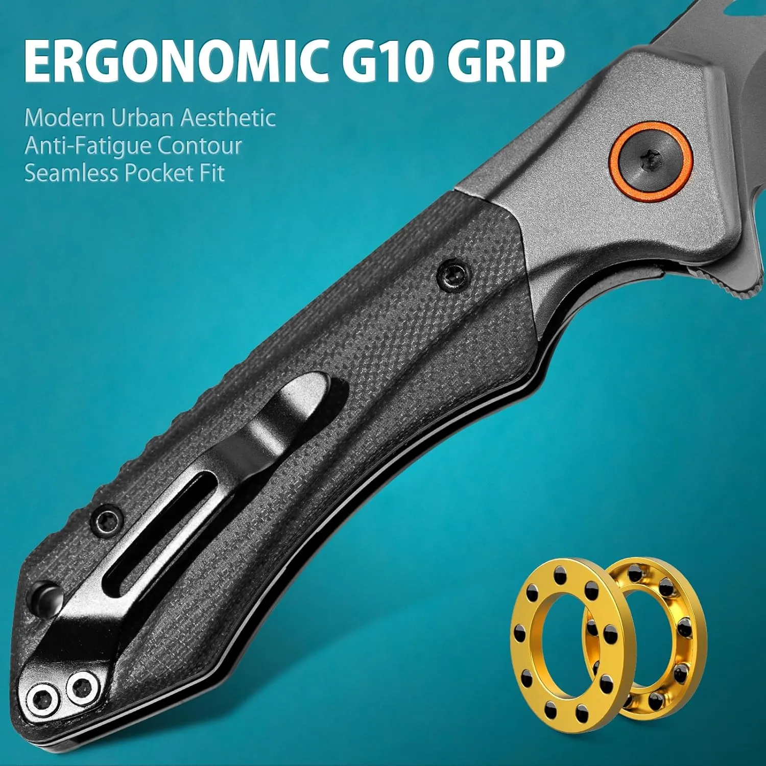 LOTHAR Lich King Mini Pocket Knife for Men,2.95” D2 Steel EDC Folding Knife with Clip, G10 Handle, Tactical Knife for Camping, Survival, Outdoor Gear, Gifts for Men Women (BLACK MINI)