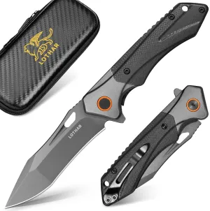LOTHAR Lich King Mini Pocket Knife for Men,2.95” D2 Steel EDC Folding Knife with Clip, G10 Handle, Tactical Knife for Camping, Survival, Outdoor Gear, Gifts for Men Women (BLACK MINI)