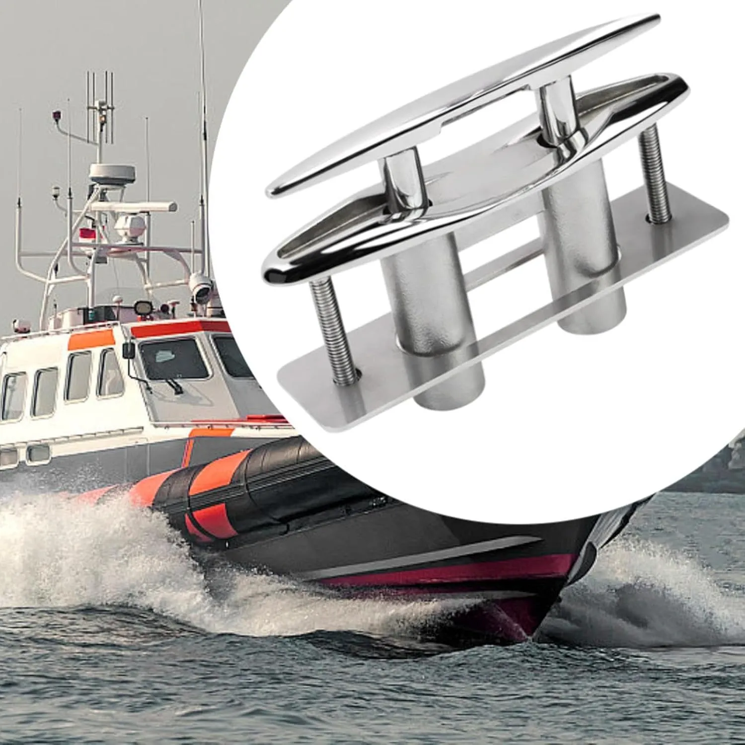 Low Profile Mooring Rope Cleat 316 Stainless Steel with Backing Plate Accessories Marine Dock Deck Cleat Retractable