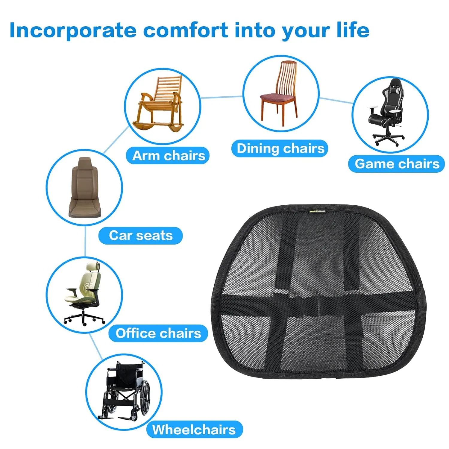 Lumbar Support Back Support for Office Chair 2 Pack Lumbar Support Pillow for Car Chair Back Support with Double Layer Breathable Mesh & Adjustable Straps
