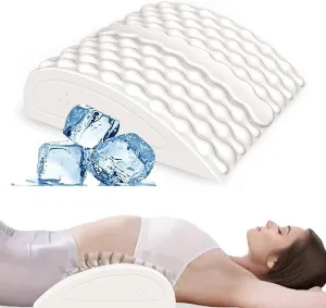 Lumbar Support Pillow with Hot and Cold Therapy for Back Sciatica Pain Relief, Ultra Soft Cooling Lower Back Pillow with Nodes for Back Stretching, Ergonomic Wedge Pillow for Bed Office Chair