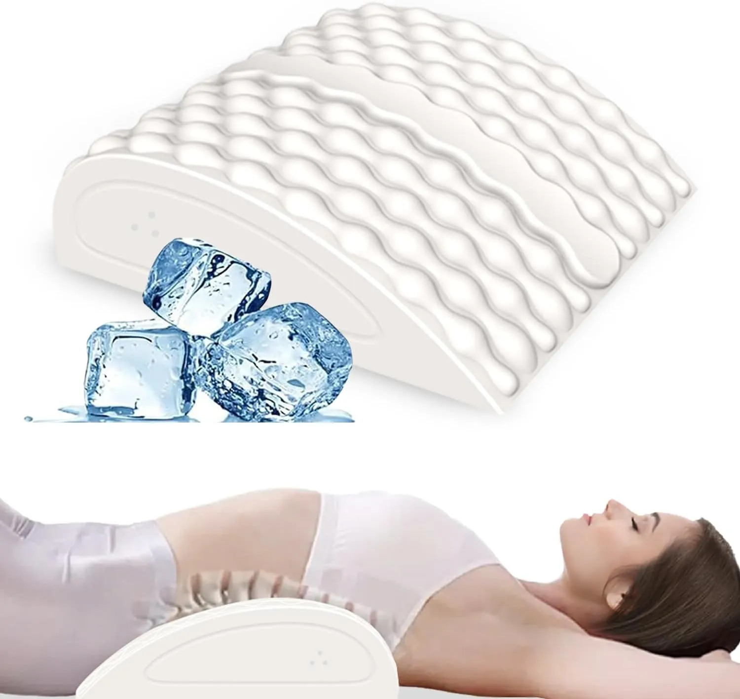Lumbar Support Pillow with Hot and Cold Therapy for Back Sciatica Pain Relief, Ultra Soft Cooling Lower Back Pillow with Nodes for Back Stretching, Ergonomic Wedge Pillow for Bed Office Chair
