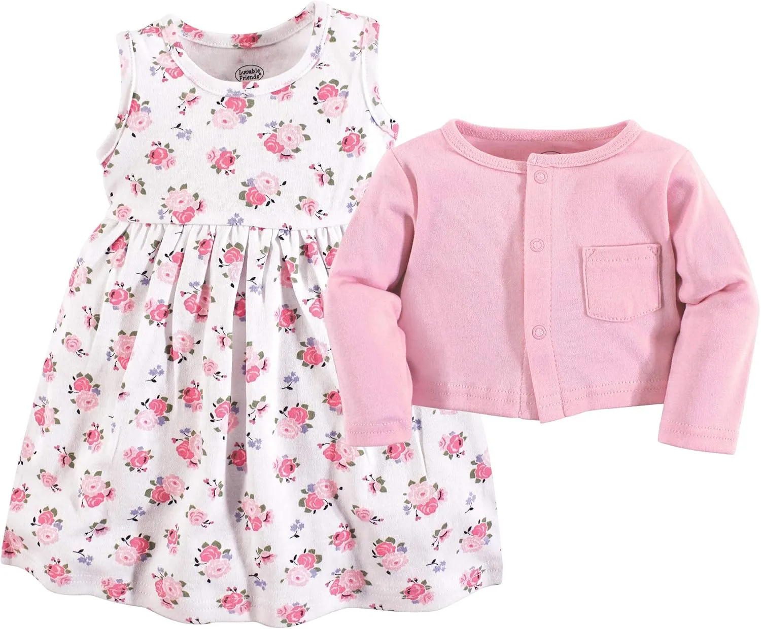 Luvable Friends baby-girls Dress and Cardigan