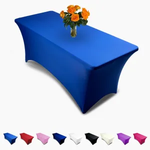 Luxury Collection Royal Blue Stretchable Spandex Tablecloth - Wrinkle, Stain & Water Resistant, 6ft Fitted Table Cover - Perfect for Rectangular Tables, Stretchy Table Cloth for Parties and Events