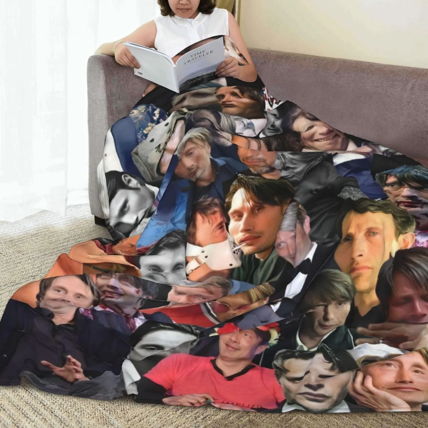 Mads Mikkelsen Blanket Flannel Fleece Printed Throw Blankets Ultra Soft Micro Warm Blanket for All Season Bedding Chair Sofa Couch Bed 50"x40"