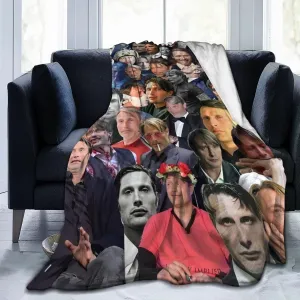 Mads Mikkelsen Blanket Flannel Fleece Printed Throw Blankets Ultra Soft Micro Warm Blanket for All Season Bedding Chair Sofa Couch Bed 50"x40"