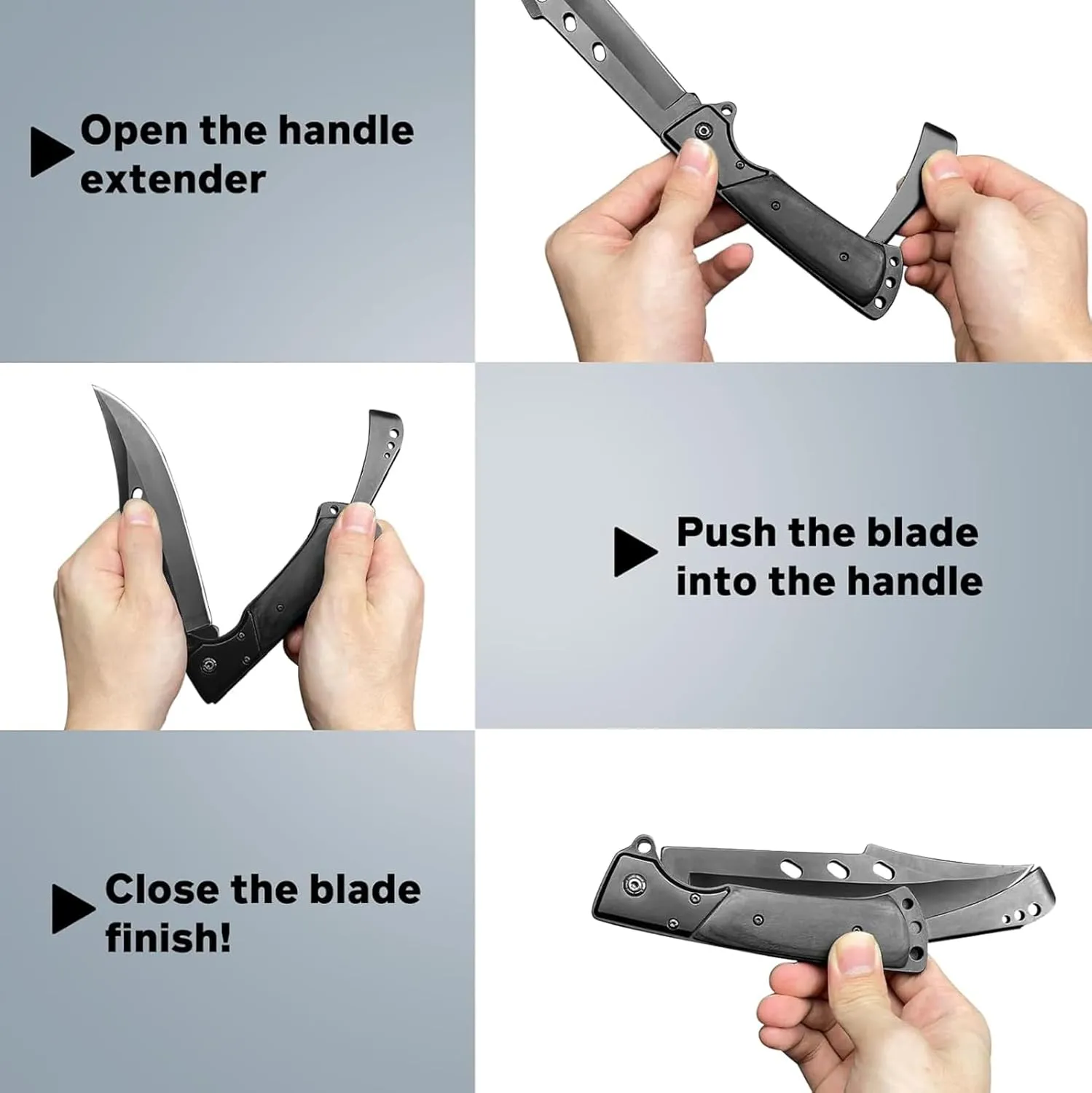 MADSABRE 12.7" Large Folding Knife Tactical Knives with Ebony Handle and Sheath - 7.2" Long Blade Big Pocket Knife for Men for EDC Survival Hunting Camping Hiking Tools (Black)