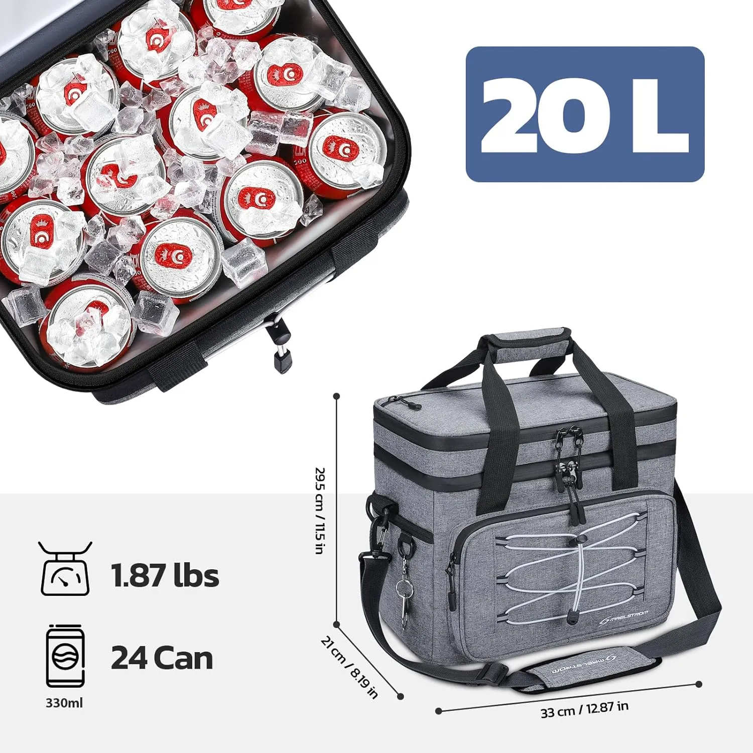 Maelstrom Soft Cooler Bag,Collapsible Soft Sided Cooler,24/30/60/75 Cans Beach Cooler,Ice Chest,Large Leakproof Camping Cooler,Portable Travel Cooler for Grocery Shopping,Camping,Road Trips