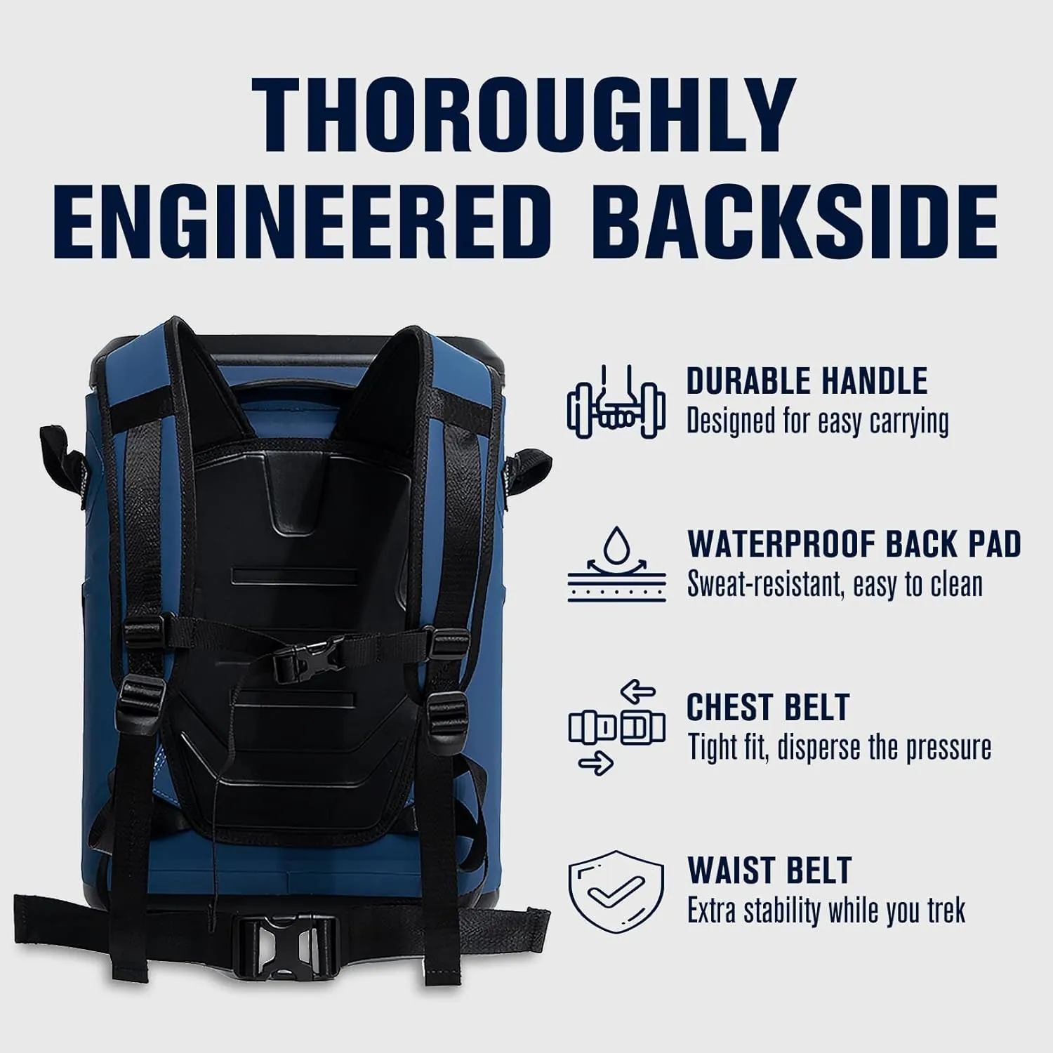 Magnetic Backpack Cooler 30 Can, Leakproof Insulated Soft Cooler Bag for Men & Women, Zipperless Waterproof Soft Sided Cooler for Beach, Lunch, Picnic, Kayak, Car, Camping & Party