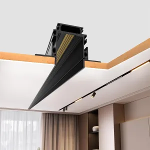 Magnetic Track Lighting Rail Kit, 4-Wire Recessed Aluminum Rail for LED Track Light System, Flush Mount 24V Low Voltage Adjustable Track for Ceiling (39.4inch/3.3ft)