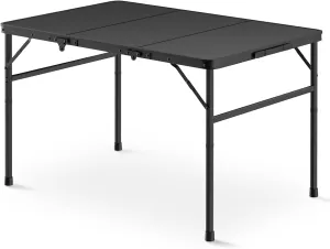 Magshion Folding Aluminum Camping Table, Portable Outdoor Table, Adjustable Height and Easy to Install, Ideal for Picnics, Camping and Travel, Black