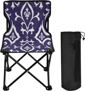 Mandala Blue Flower Texture Portable Outdoor Folding Chair Anti-Slip Padded Oxford Cloth Stool Camping Chair Small for Beach Hiking Fishing Gardening Quad Camp Chair