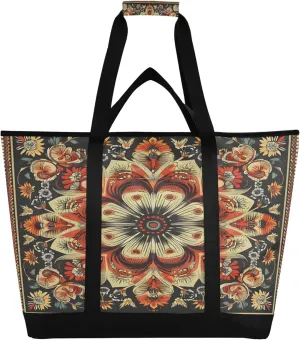 Mandala Reusable Insulated Cooler Bag with Ice Pack Compartment - Large 47L Waterproof Thermal Grocery Tote for Picnic Beach Camping Lunch Storage