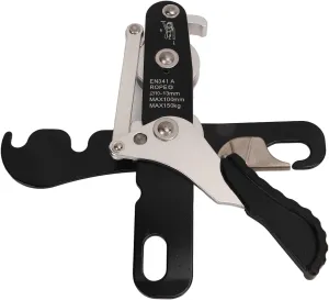 Manual Climbing Descender Rock Climbing Safety Gear Self Locking Aluminum Alloy Climbing Descender High Altitude Descent Control Device for Climbers Mountaineers