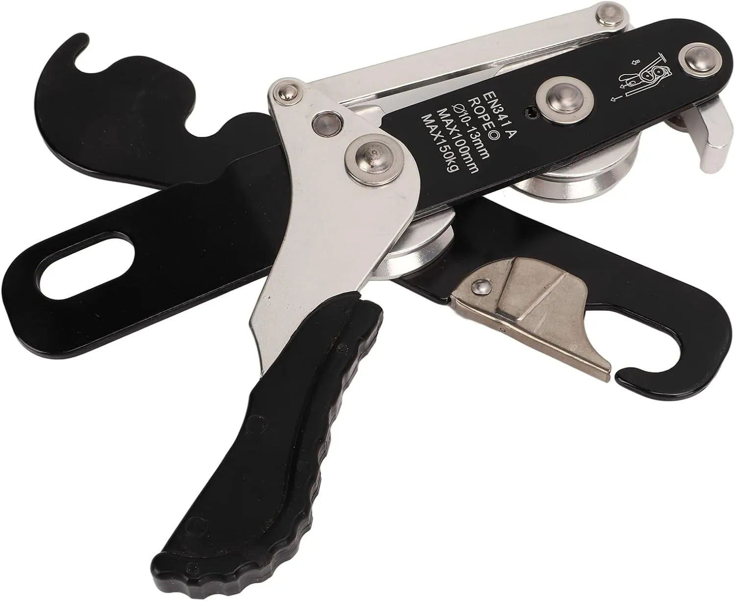 Manual Climbing Stop Descender, Climbing Stop Descender Rappelling Anti Panic Belay Devices Aluminum Alloy Self Locking for Outdoor Rock