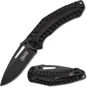 Manual Folding Knife w/Rapid Lock - PYRODEX - Fine Edge Drop Point Blade, D2 Steel, Ball Bearing Pivot, G10 Handle w/Deep Carry Pocket Clip, EDC, ET-FDR008BK