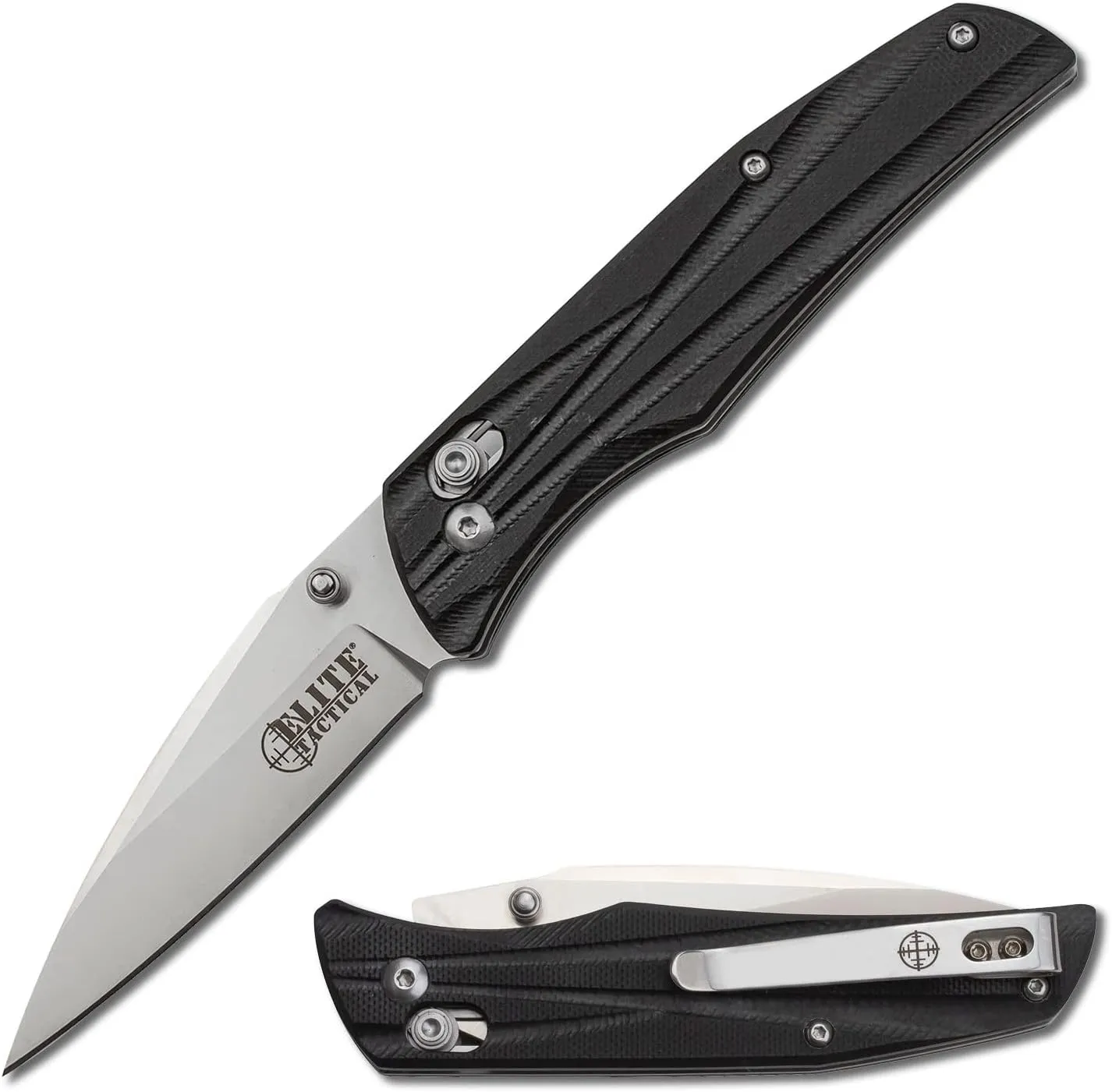 Manual Folding Knife w/Rapid Lock - Traverse - Fine Edge Wharncliffe Blade, D2 Steel, Ball Bearing Pivot, G10 Handle w/Deep Carry Pocket Clip, EDC, ET-FDR009